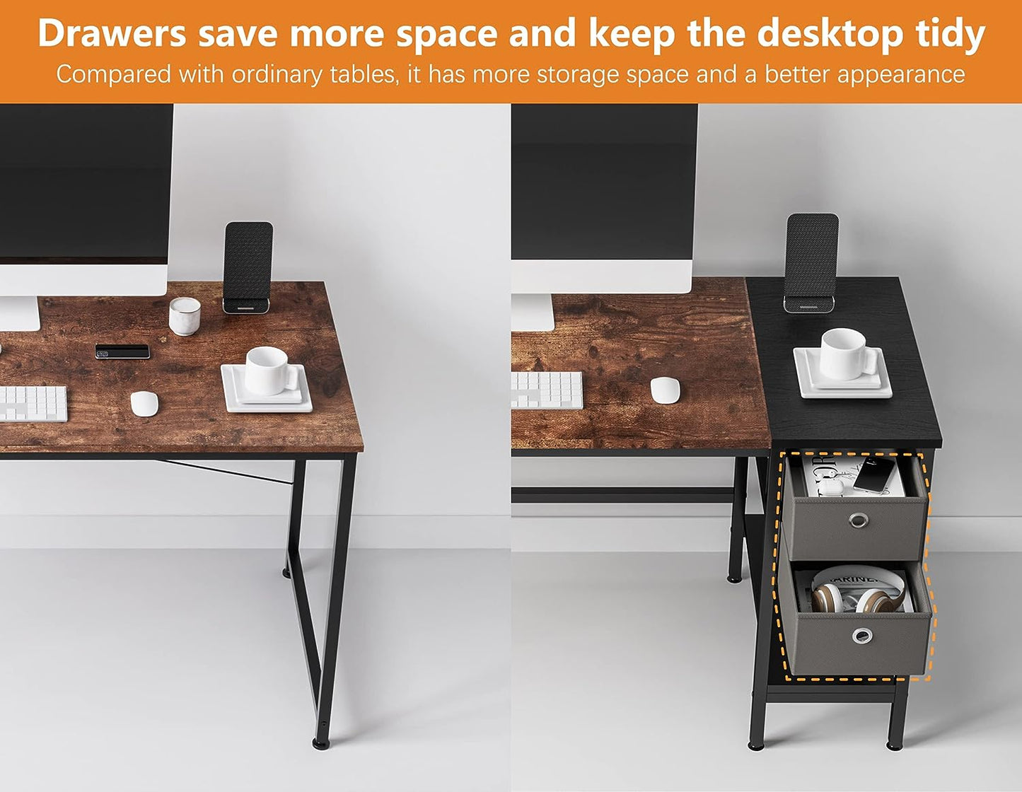 HOMIDEC Office Desk, Computer Desk with Drawers