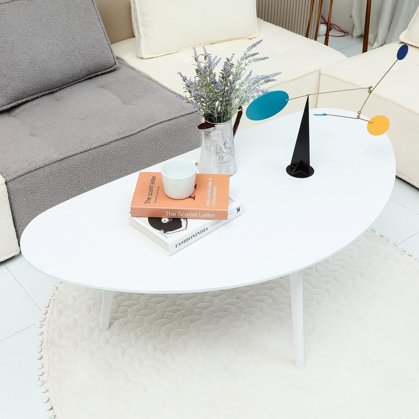 FIRMINANA Mid Century Modern Coffee Table, Large