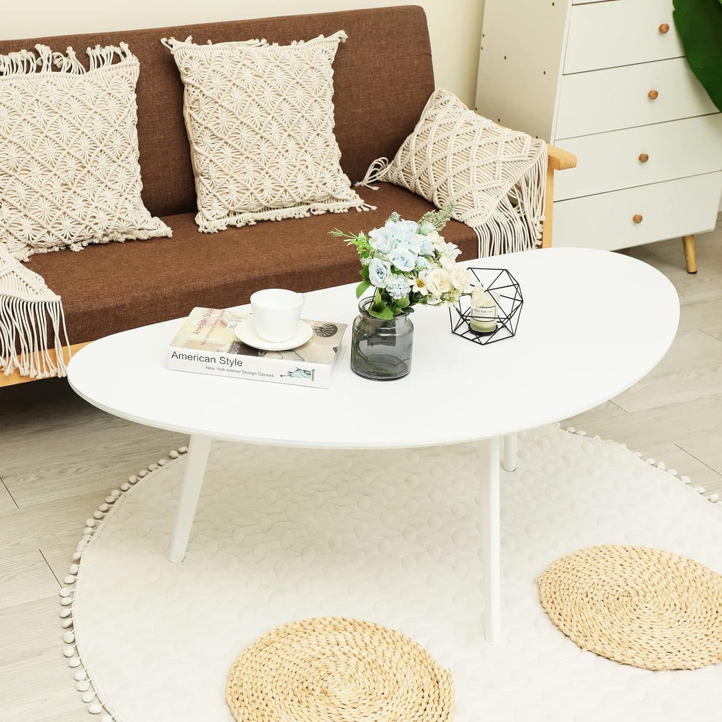 FIRMINANA Mid Century Modern Coffee Table, Large