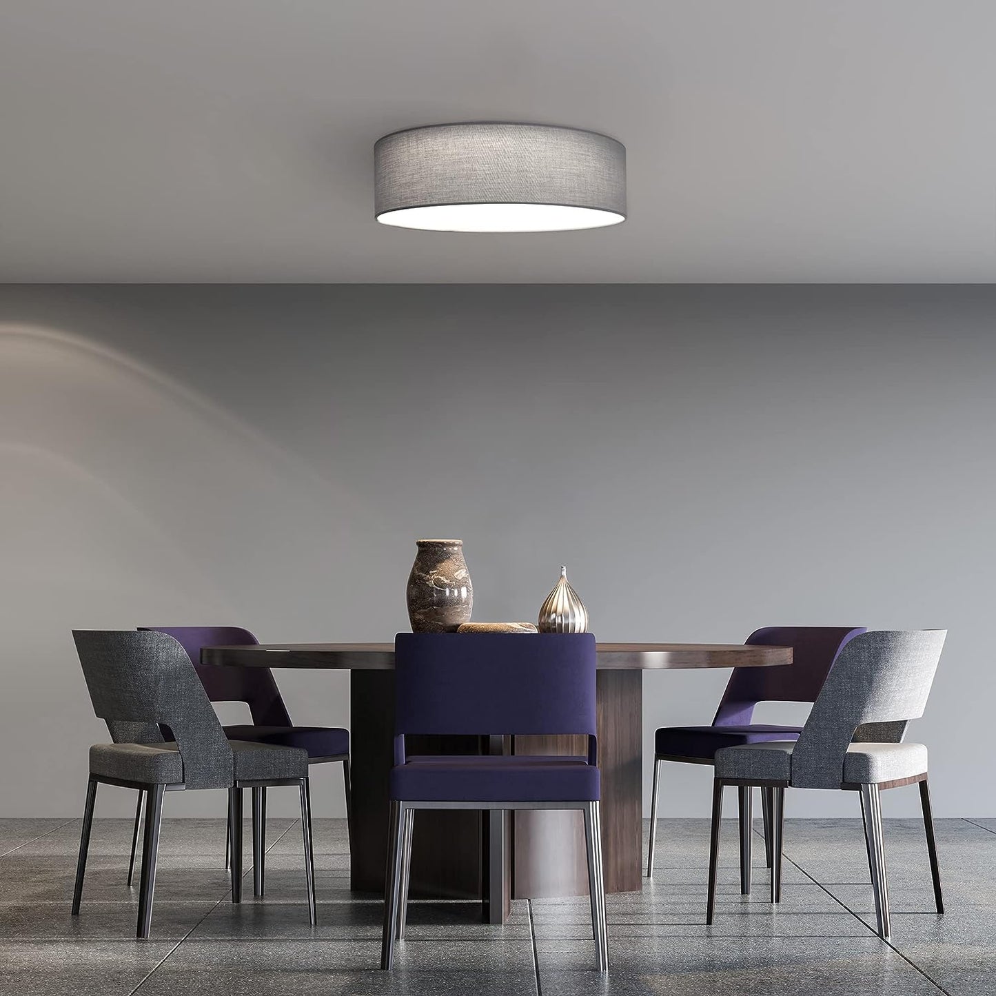 Navaris Flush Mount Ceiling Light - Light Gray