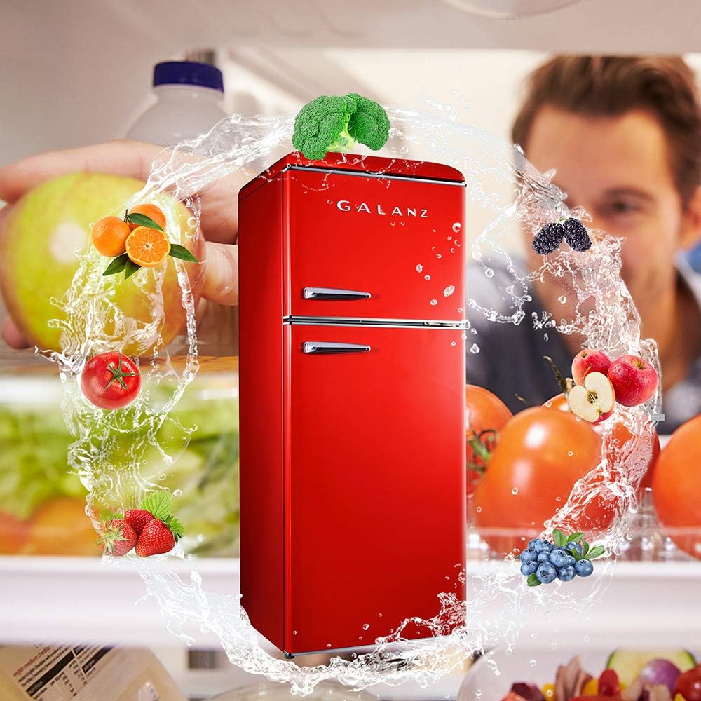 Galanz Retro Refrigerator, Red