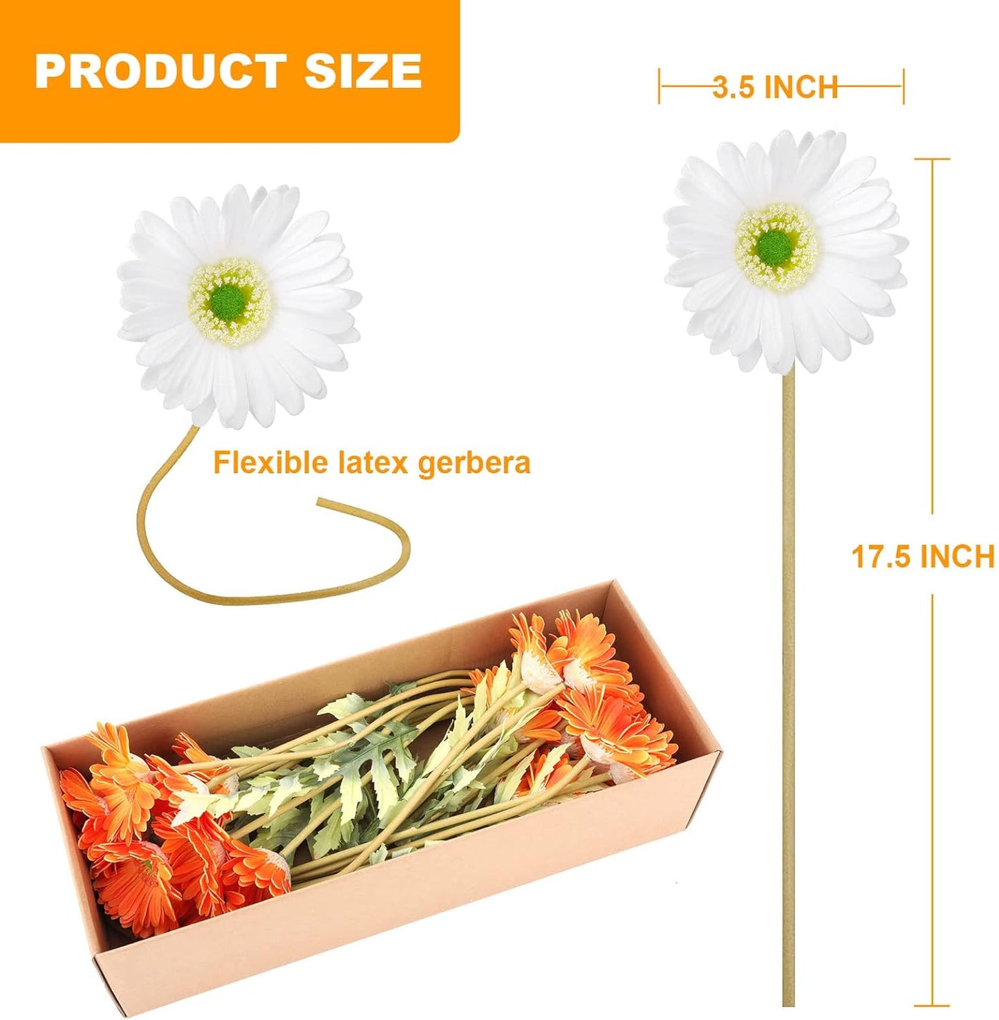 ZSHCONG 24pcs Gerbera Daisies Flowers 17.5”Length Real Touch Pu Fake Flowers Odorless Gift Box Package for Home Decorations Centerpieces Arrangement Wedding Bouquet (Pink, Orange, Lilac & Red))