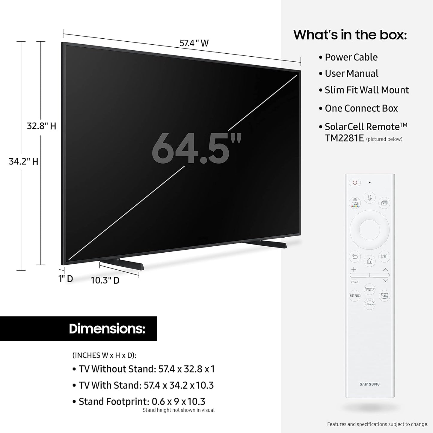 SAMSUNG 65-Inch Class QLED 4K The Frame LS03B Series, Quantum HDR, Art Mode, Anti-Reflection Matte Display, Slim Fit Wall Mount Included, Smart TV w/ Alexa Built-In (QN65LS03BAFXZA, Latest Model)