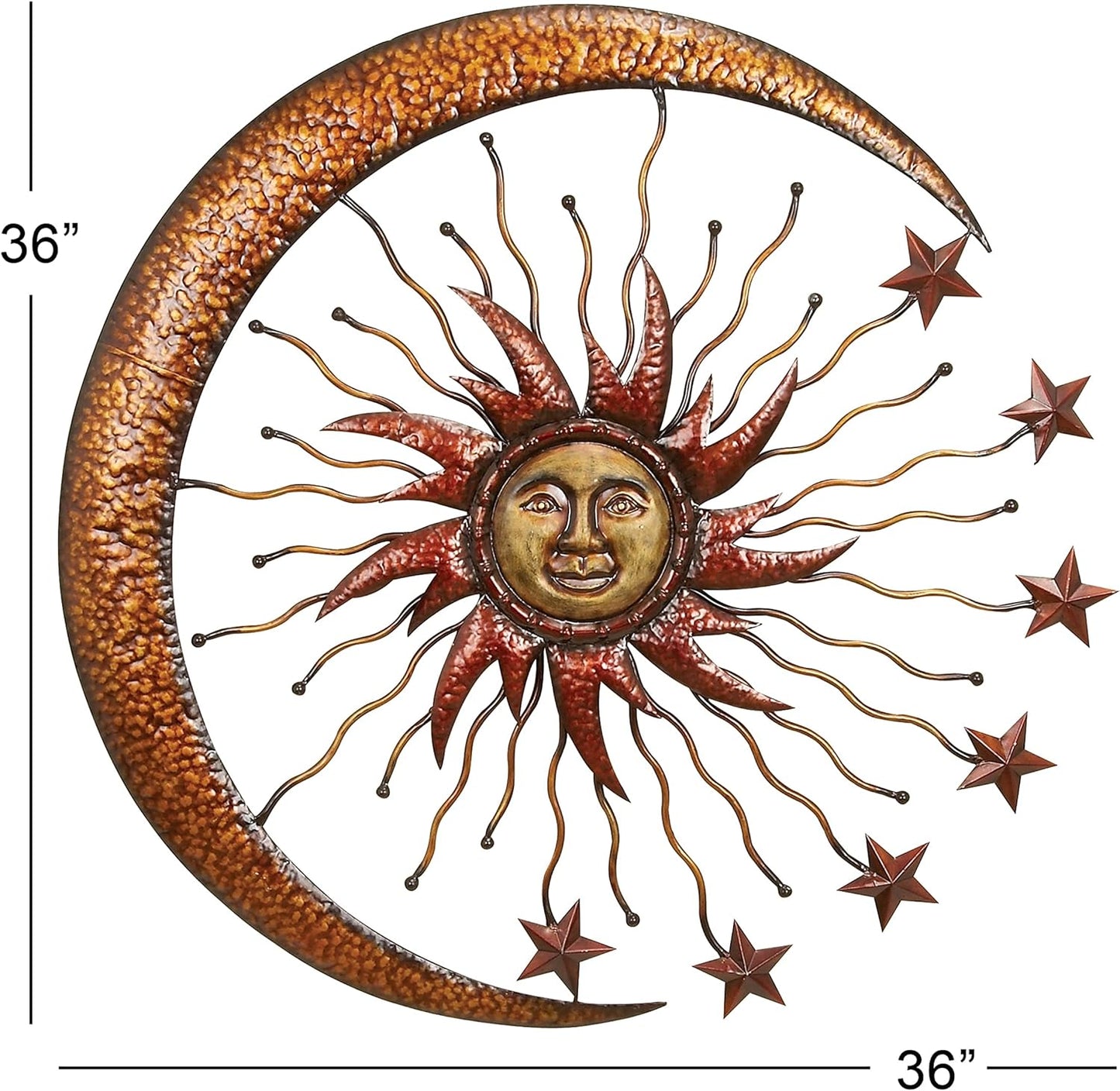 Deco 79 Metal Sun and Moon Wall Decor