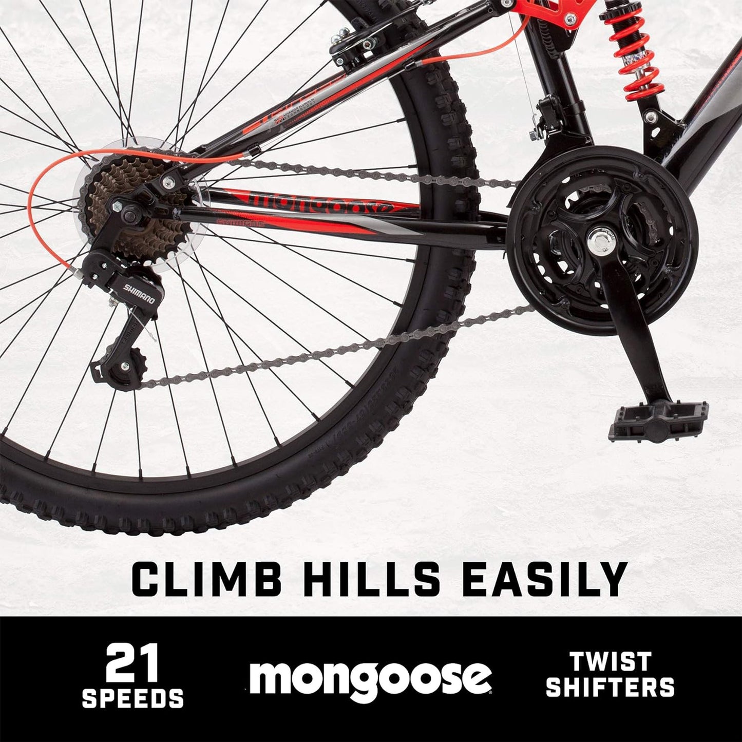 Mongoose Status 2.2 Mountain Bike, Black/Red