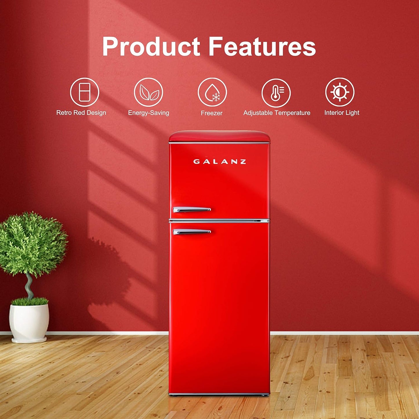 Galanz Retro Refrigerator, Red