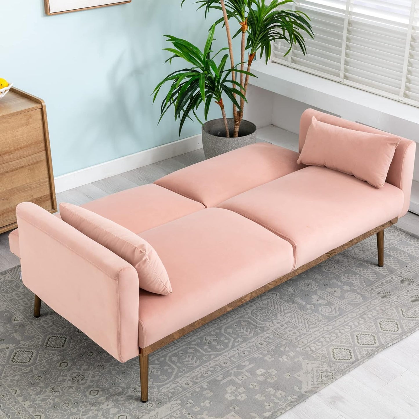 HomSof Loveseat Pink Modern Sofa Small Couch