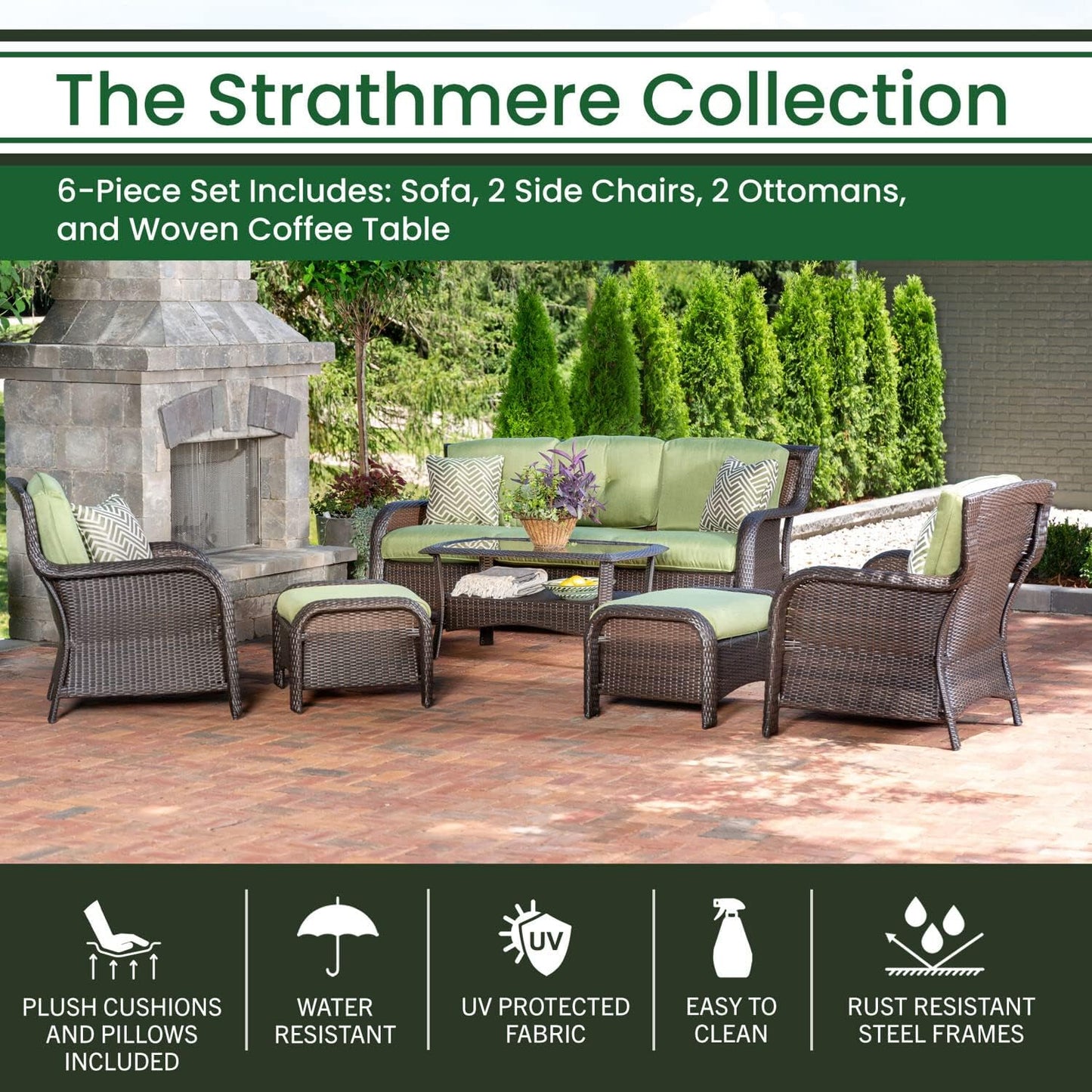 Hanover Strathmere 6-Piece Patio Conversation Set with Sofa