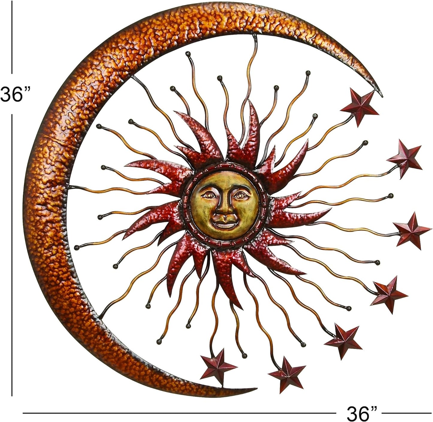 Deco 79 Metal Sun and Moon Wall Decor