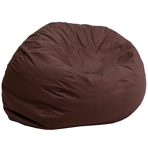 Flash Furniture Duncan Oversized Bean Bag Chair for Kids and Adults, Foam-Filled Beanbag Chair with Machine Washable Cover, Brown