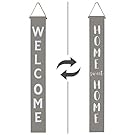 Wooden Welcome Sign for Front Porch - Standing, grey