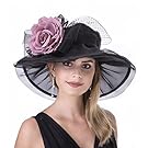 SAFERIN Women's Organza Church Kentucky Derby Fascinator, MN-Black Pink