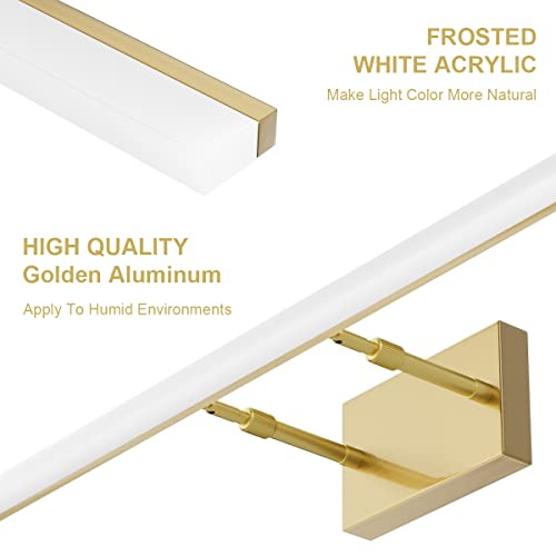 Aipsun Brass Bathroom Vanity Light Fixtures 40inch Modern Bathroom Light Fixtures LED Vanity Light for Bathroom Wall Light Fixtures 6000K