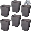 Eccliy 6 Pack Plastic Trash Can with 3 Rolls, Brown, Large