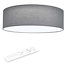 Navaris Flush Mount Ceiling Light - 15.75" Diameter Drum, Gray