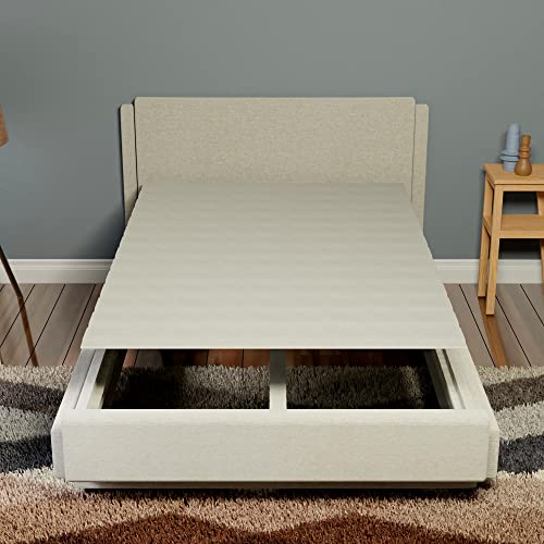 Treaton, 0.75-Inch Horizontal Mattress Support Wooden Bunkie Board/Bed Slats with Cover, Full, Grey