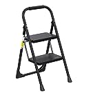 Step Ladder EFFIELER,2 Step Stool Ergonomic Folding, Matte Black