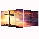 sechars - 5 Large Painting Canvas Art Christian Crosses, Hang