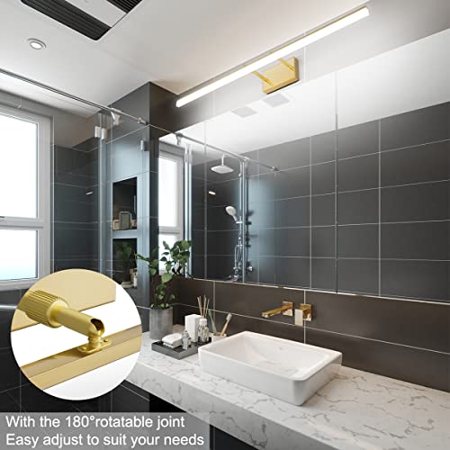 Aipsun Brass Bathroom Vanity Light Fixtures 40inch Modern Bathroom Light Fixtures LED Vanity Light for Bathroom Wall Light Fixtures 6000K