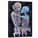 sechars Skull Wall Art Abstract Kissing Skeleton, Framed