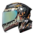 TRIPERSON Full Face Motorcycle Helmet DOT Approved, Mutations Golden Mirror, Large