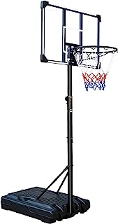 aukung Portable Basketball Hoop & Goal Basketball Stand Height Adjustable 6.2-8.5ft with 35.4Inch Transparent Backboard & Wheels for Youth Teenagers Outdoor Indoor Basketball Goal Game Play