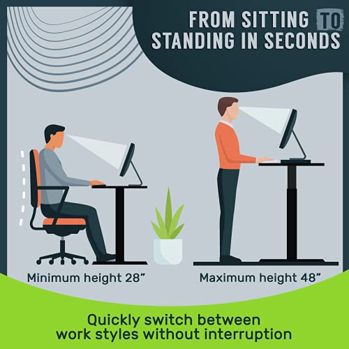 TechOrbits Electric Standing Desk Frame 60 x 24 Inch Tabletop - Motorized Workstation Two Leg Stand Up Desk with Memory Settings and Telescopic Sit Stand Height Adjustment (Black Frame/Black Top)