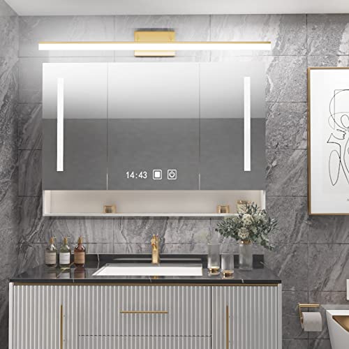 Aipsun Brass Bathroom Vanity Light Fixtures 40inch Modern Bathroom Light Fixtures LED Vanity Light for Bathroom Wall Light Fixtures 6000K