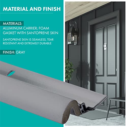 Simply Conserve Premium Screw-On Set Door Weatherstripping with Aluminum Carrier and Foam Gasket in Gray KC600-G | Door Draft Stopper for Sides and Top | Foam Weather Stripping Door Seal