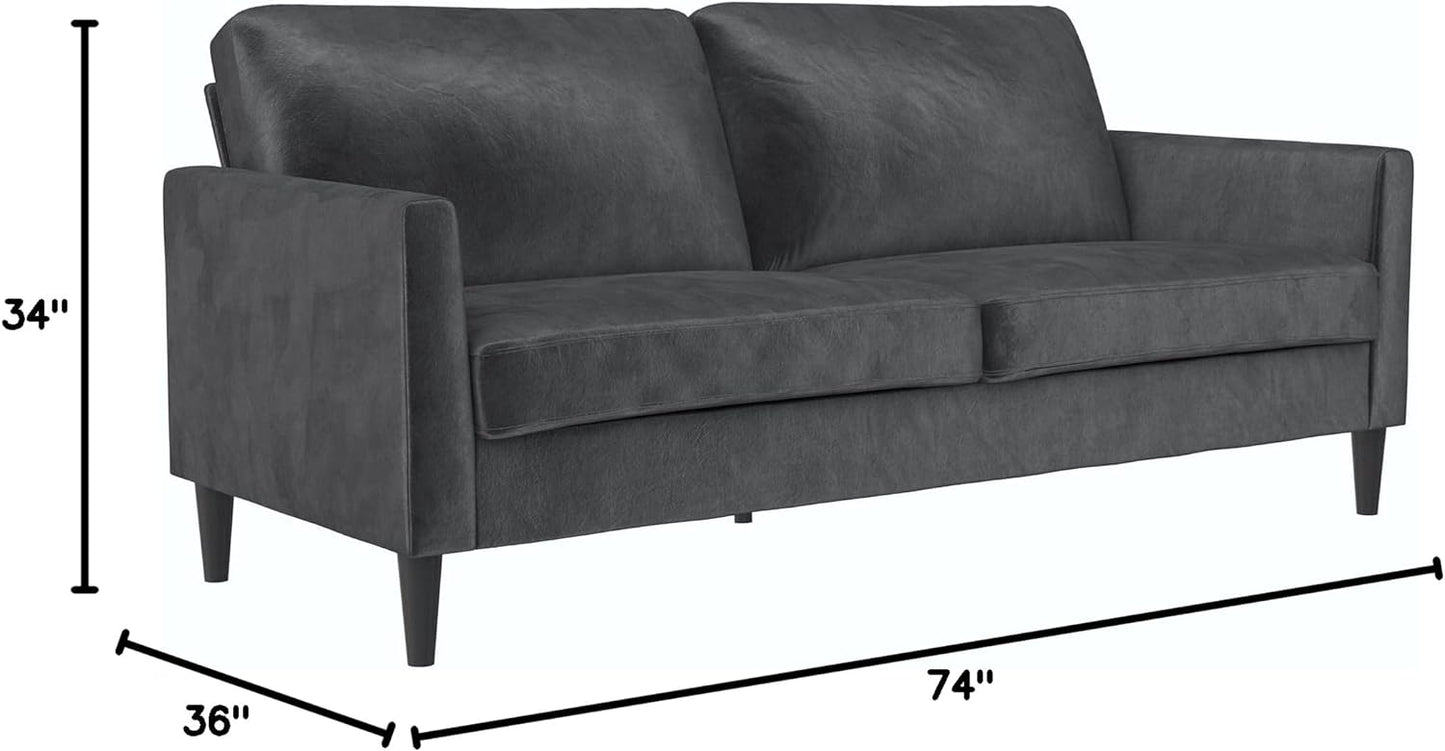 Mr. Kate Winston Sofa, Dark Gray Velvet