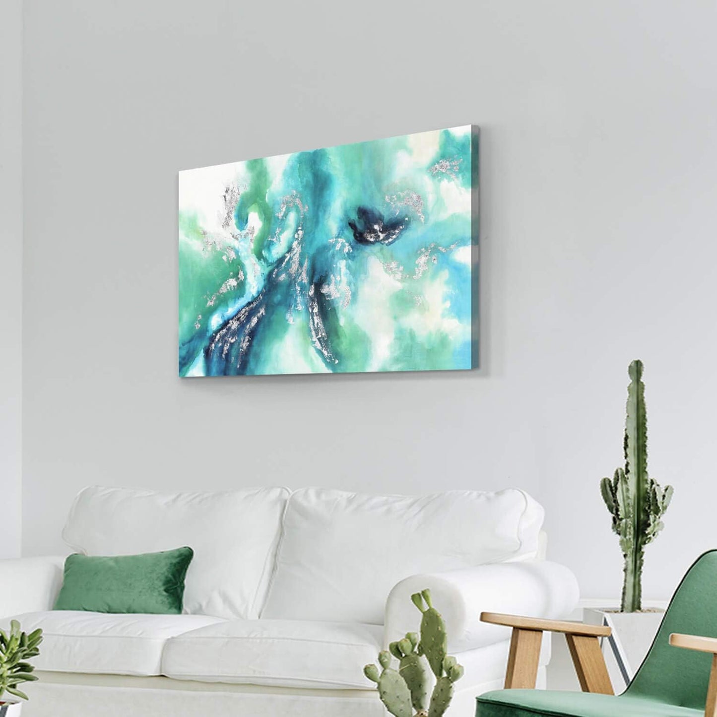 UTOP-art Contemporary Colorful Wall Art Artwork: Blue & Green Abstract Picture Painting on Canvas for Living Rooms