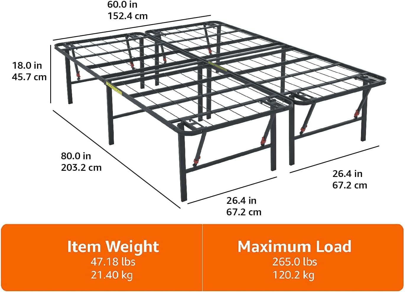 Amazon Basics Foldable Metal Platform Bed Frame