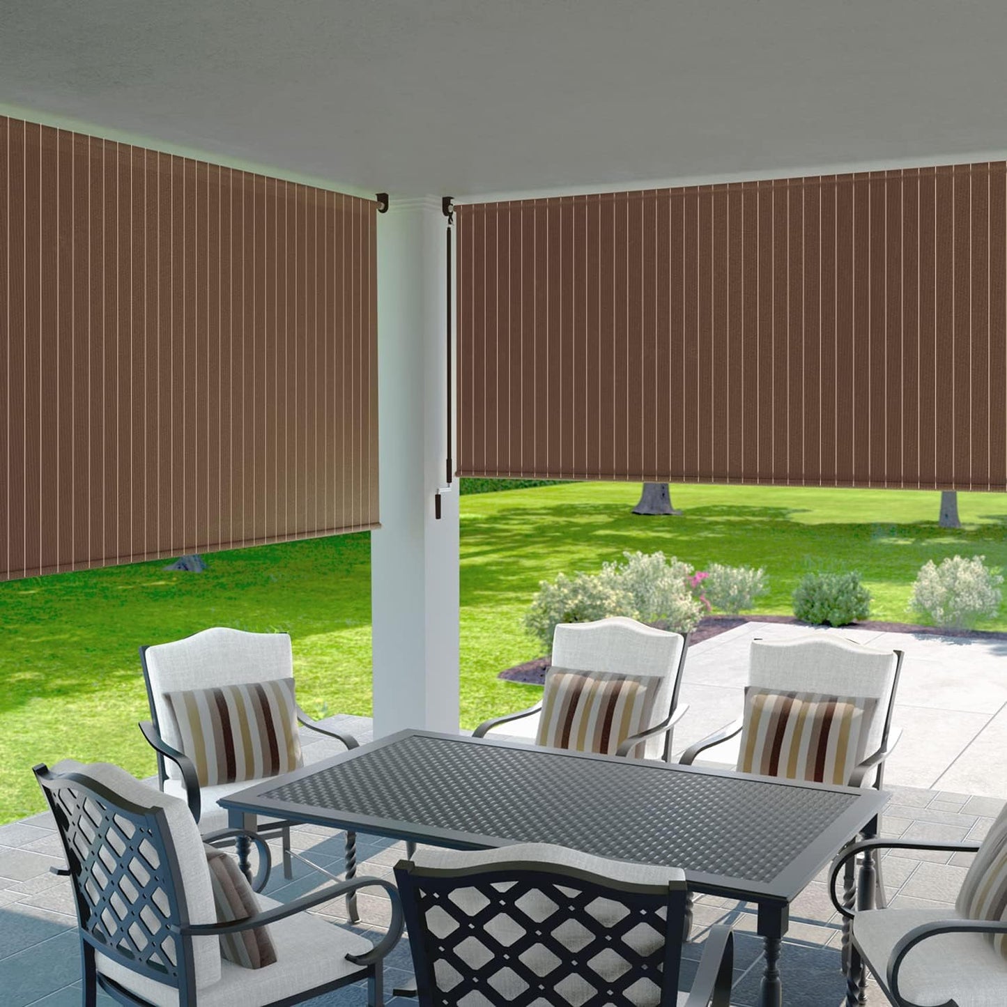 Coolaroo 474829 Outdoor Roller Shade, (6' W X 8' L), Pebble