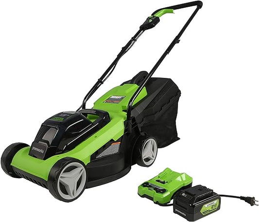 Greenworks 24V 13-Inch Cordless (2-In-1) Push Lawn, USB Hub