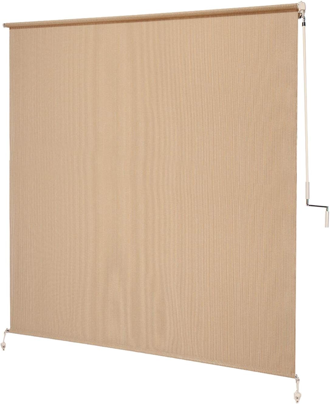 Coolaroo 474829 Outdoor Roller Shade, (6' W X 8' L), Pebble