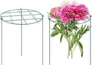 15.8 Inch Grow Through Plant Support Rings- Strong Grow Through Grid  3 Legs- Peony Cages and Supports Plant Brace Flower Support Rings for Outdoor Plants Flowers Vegetables Support
