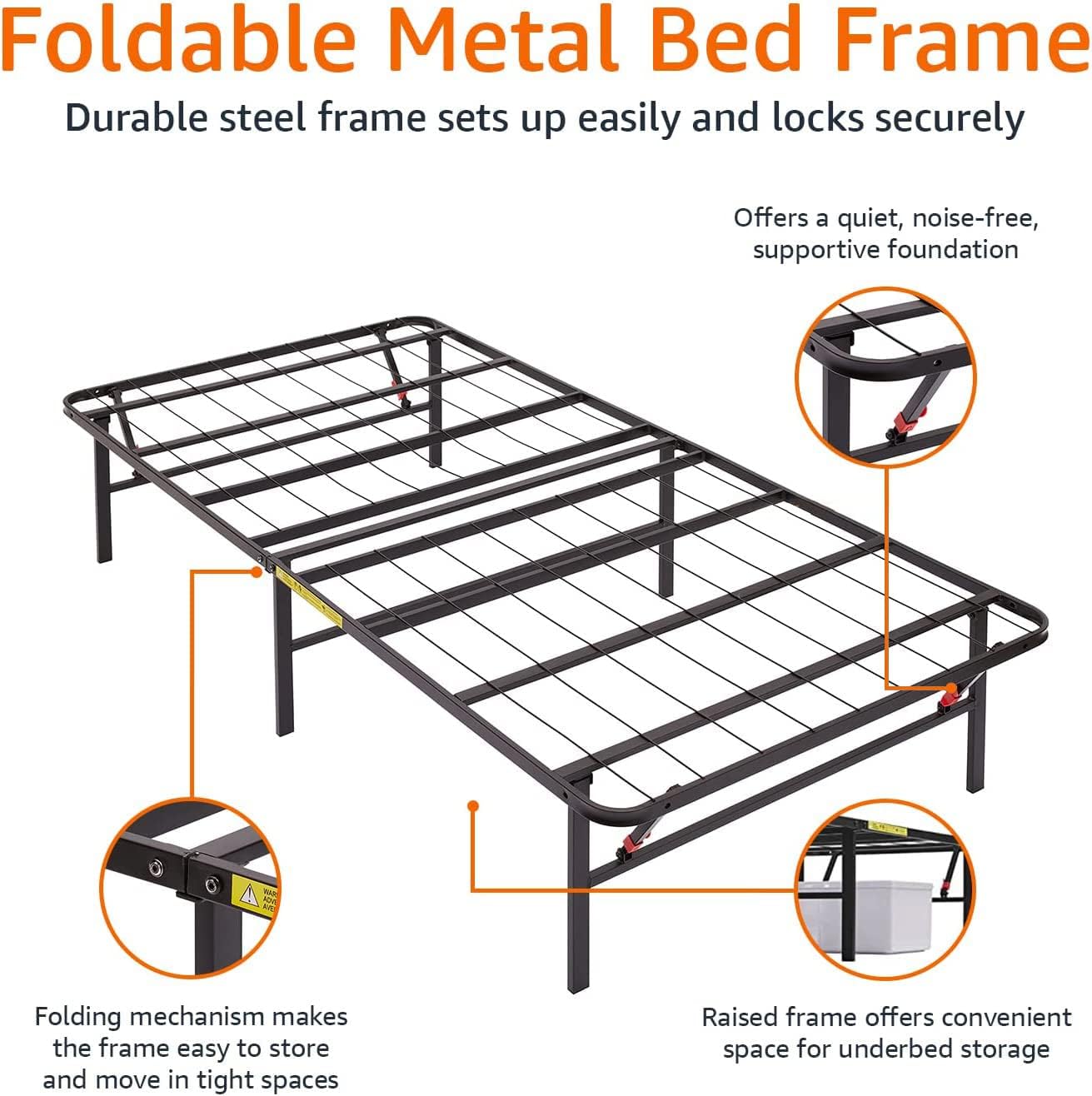 Amazon Basics Foldable Metal Platform Bed Frame