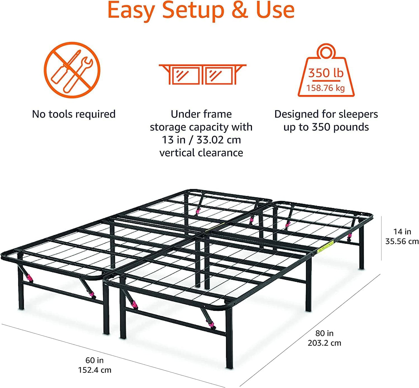 Amazon Basics Foldable Metal Platform Bed Frame