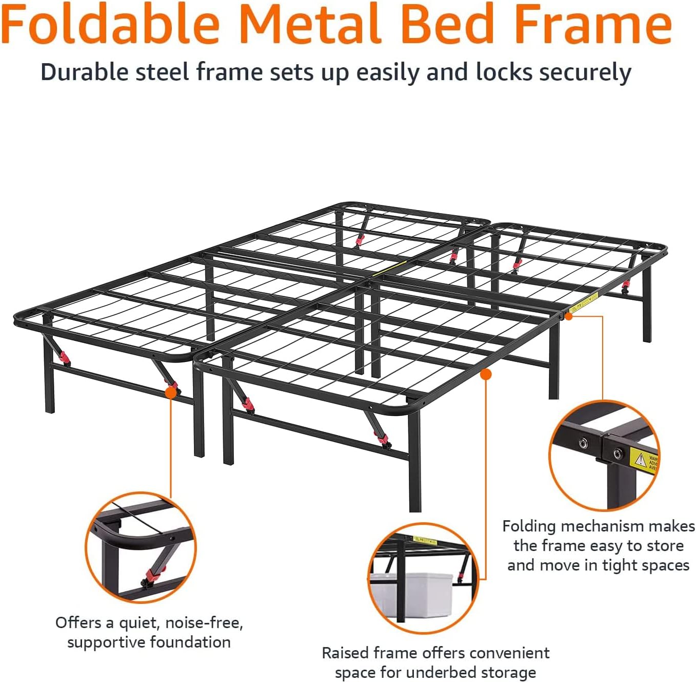 Amazon Basics Foldable Metal Platform Bed Frame