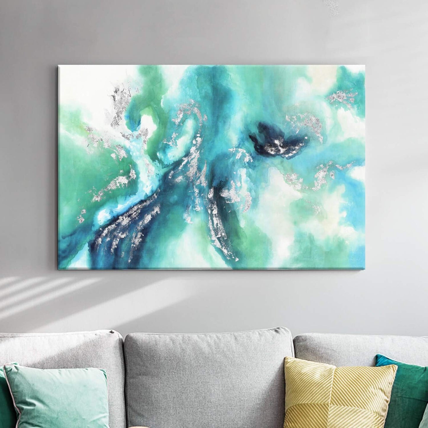 UTOP-art Contemporary Colorful Wall Art Artwork: Blue & Green Abstract Picture Painting on Canvas for Living Rooms