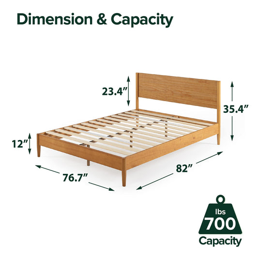 ZINUS Allen Mid Century Wood Platform Bed Frame, Solid Wood Foundation, Wood Slat Support, No Box Spring Needed, Easy Assembly, King