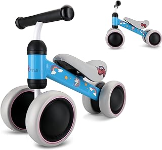 10-24 Months Baby Balance Bike - No Pedal Toddler Walker Trainer Riding Toys for Infant 1 Year Old Boys and Girls with 4 Silent Wheels, Carbon Steel Frame, Cushion Seat.