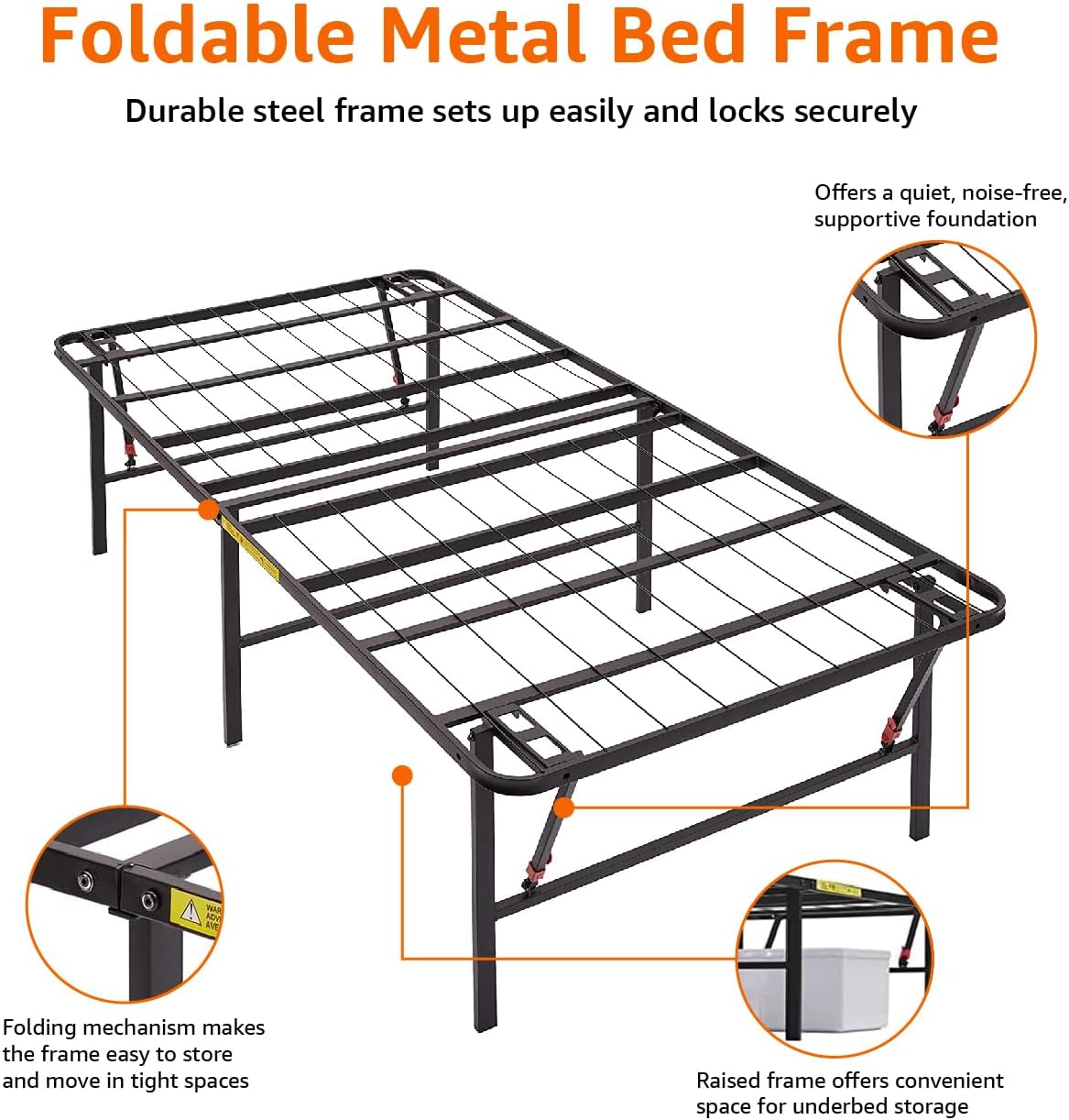 Amazon Basics Foldable Metal Platform Bed Frame