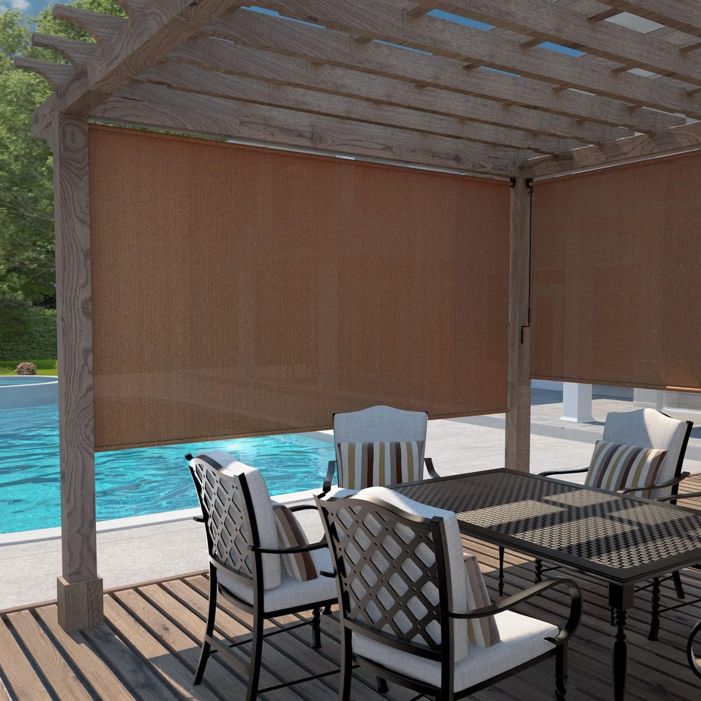 Coolaroo 474829 Outdoor Roller Shade, (6' W X 8' L), Pebble