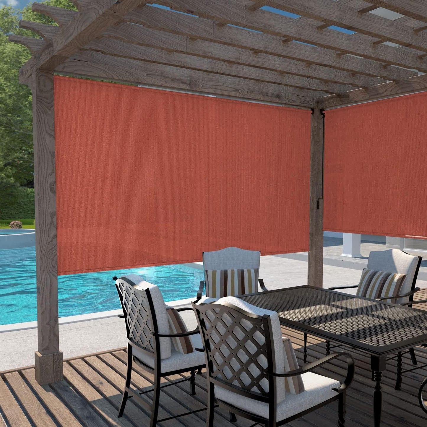 Coolaroo 474829 Outdoor Roller Shade, (6' W X 8' L), Pebble