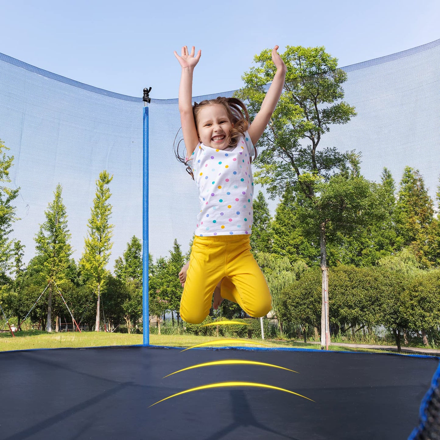 Tensun 10FT Trampoline Set with Safety Enclosure Net and Ladder-Metal for Kids & Adults, Easy Assembly,Blue