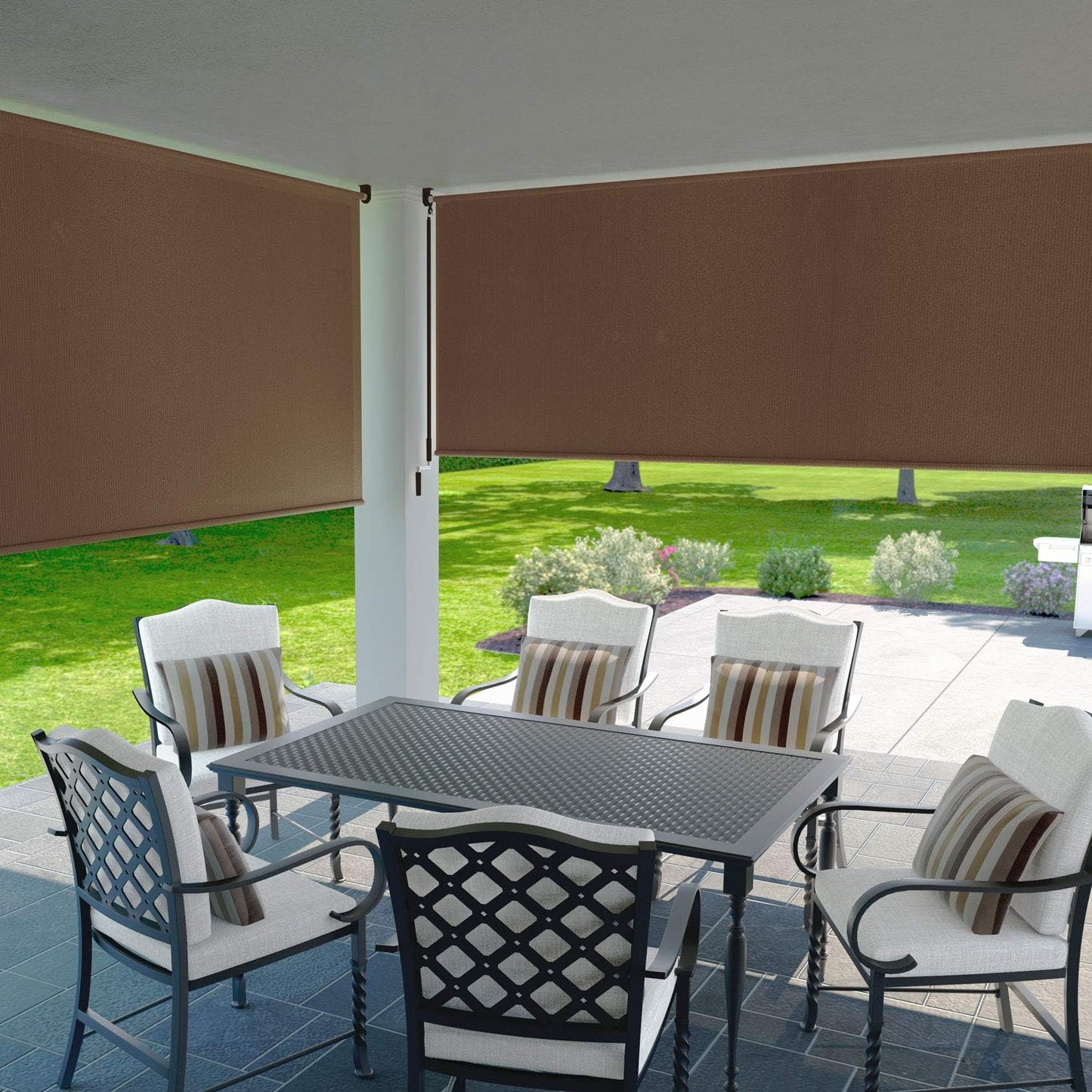 Coolaroo 474829 Outdoor Roller Shade, (6' W X 8' L), Pebble