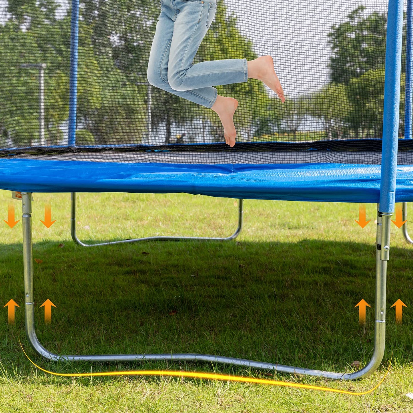 Tensun 10FT Trampoline Set with Safety Enclosure Net and Ladder-Metal for Kids & Adults, Easy Assembly,Blue