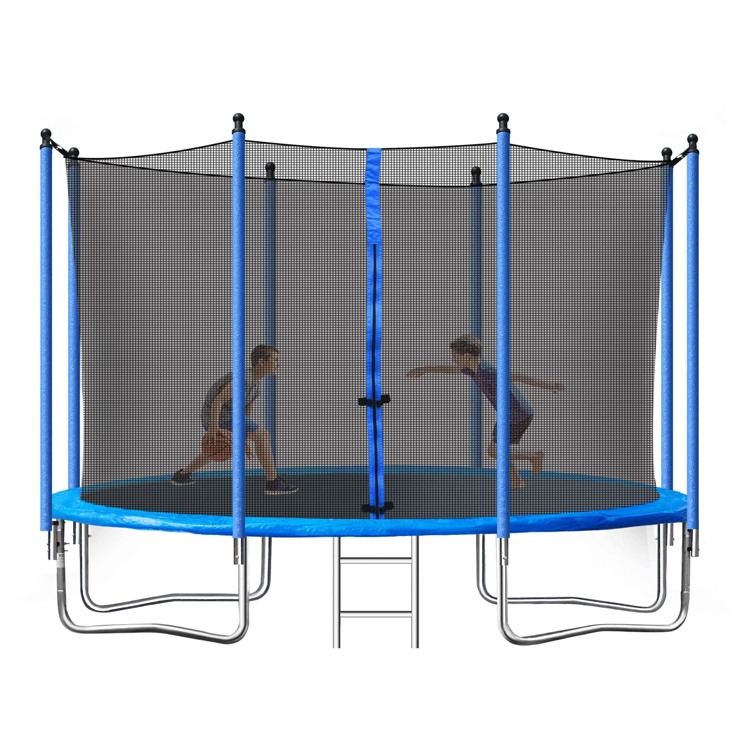 Tensun 10FT Trampoline Set with Safety Enclosure Net and Ladder-Metal for Kids & Adults, Easy Assembly,Blue